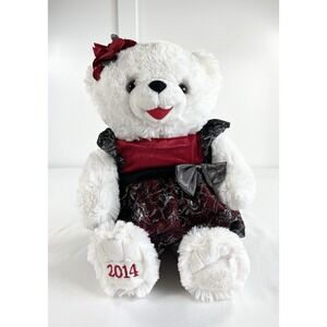 Dan Dee Snowflake Teddy Bear 2014 Girl White Plush 20" Maroon Black Silver Dress